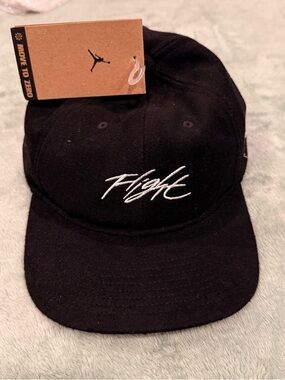 Jordan M/L Black Hat with White Script ‘flight’